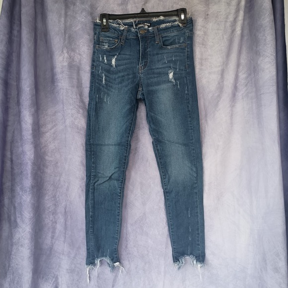 Fashion Nova Denim - Fashion Nova Distressed Raw Waist Skinny Jeans